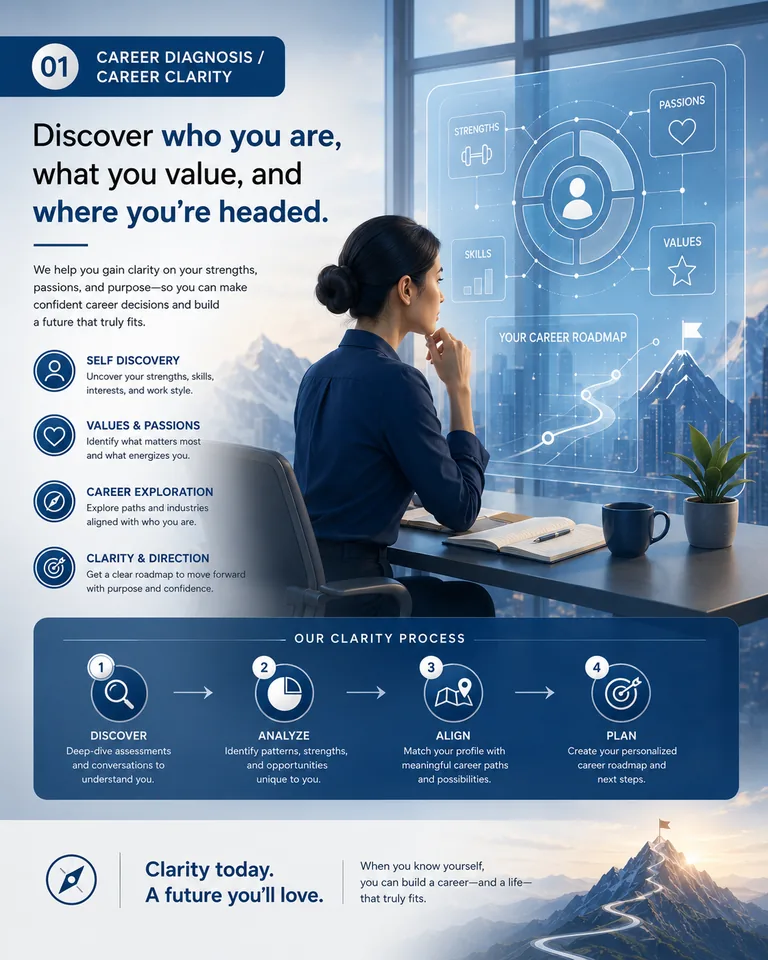 Career OS MOVE Stage 1 career diagnosis and clarity artwork.