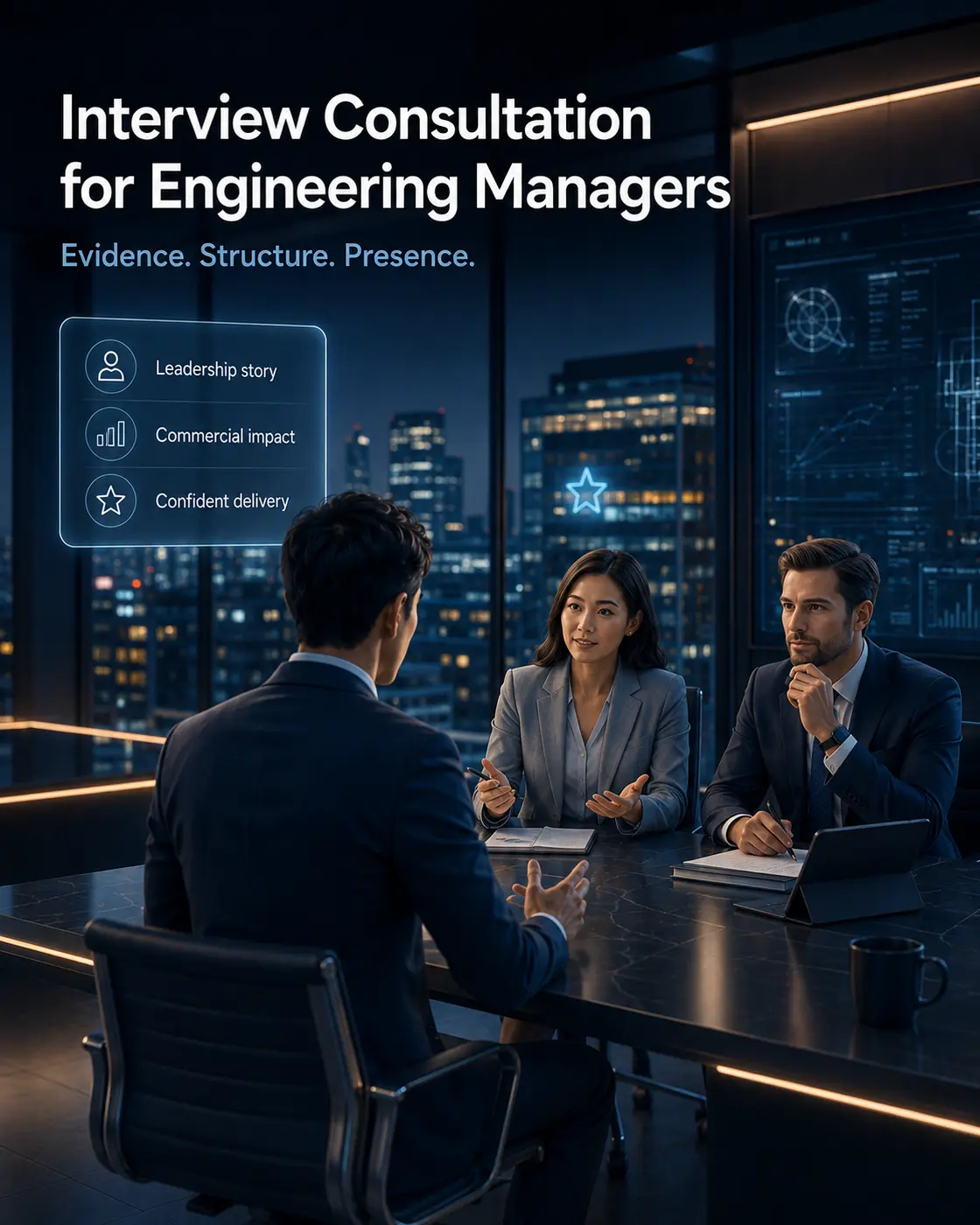 An engineering manager presenting evidence-based answers to a senior technical interview panel.