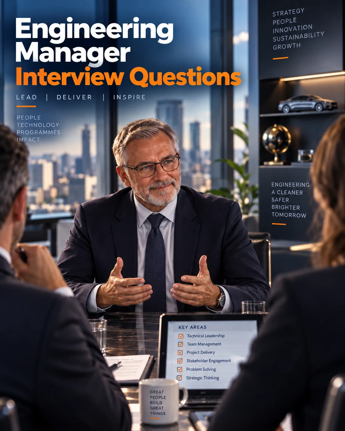 Senior engineering manager answering leadership interview questions during an executive engineering interview.