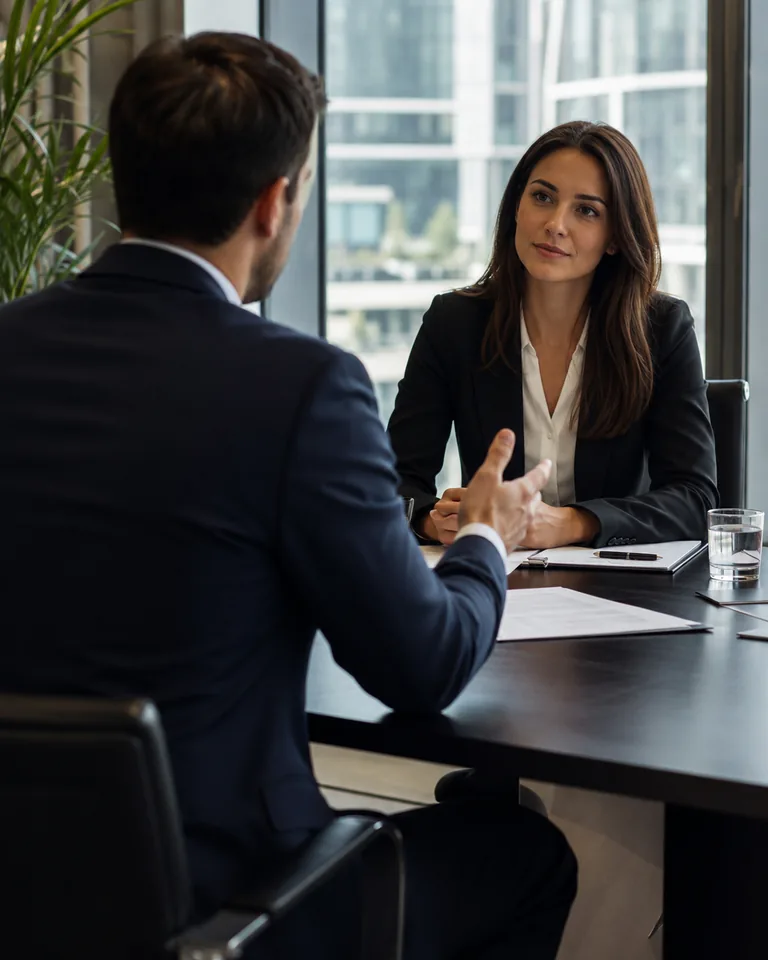 Professional negotiation discussion in a meeting room.