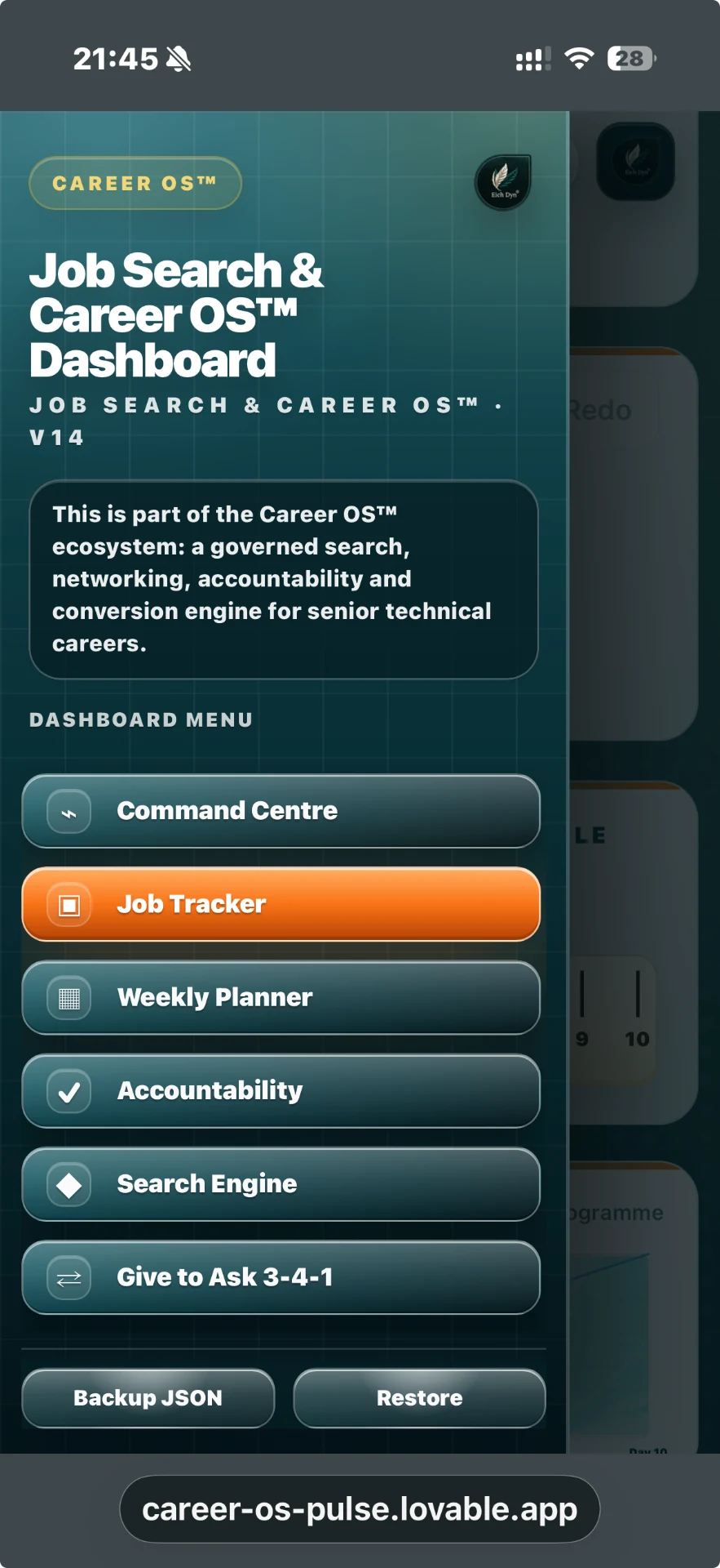 Career OS™ HQ — mobile view